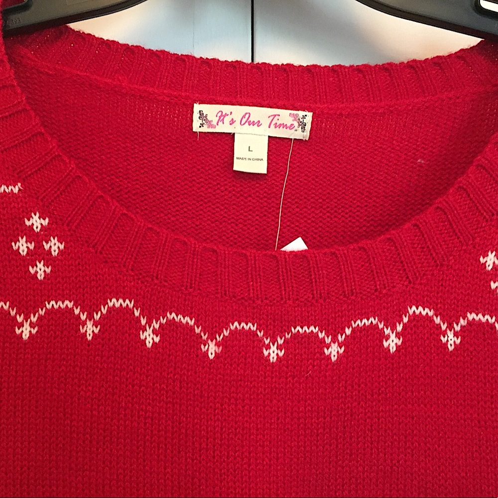 🎄 NWOT "It's Our Time" Christmas Owl Crewneck Sweater (L)🎄 - Picture 3 of 9